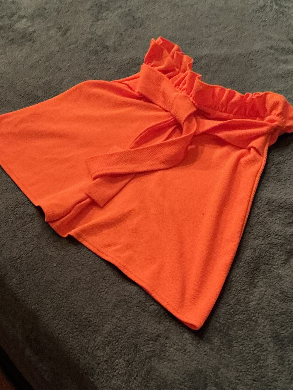 PrettyLittleThing Bright Orange Paperbag Waist A-Line Shorts with Tie